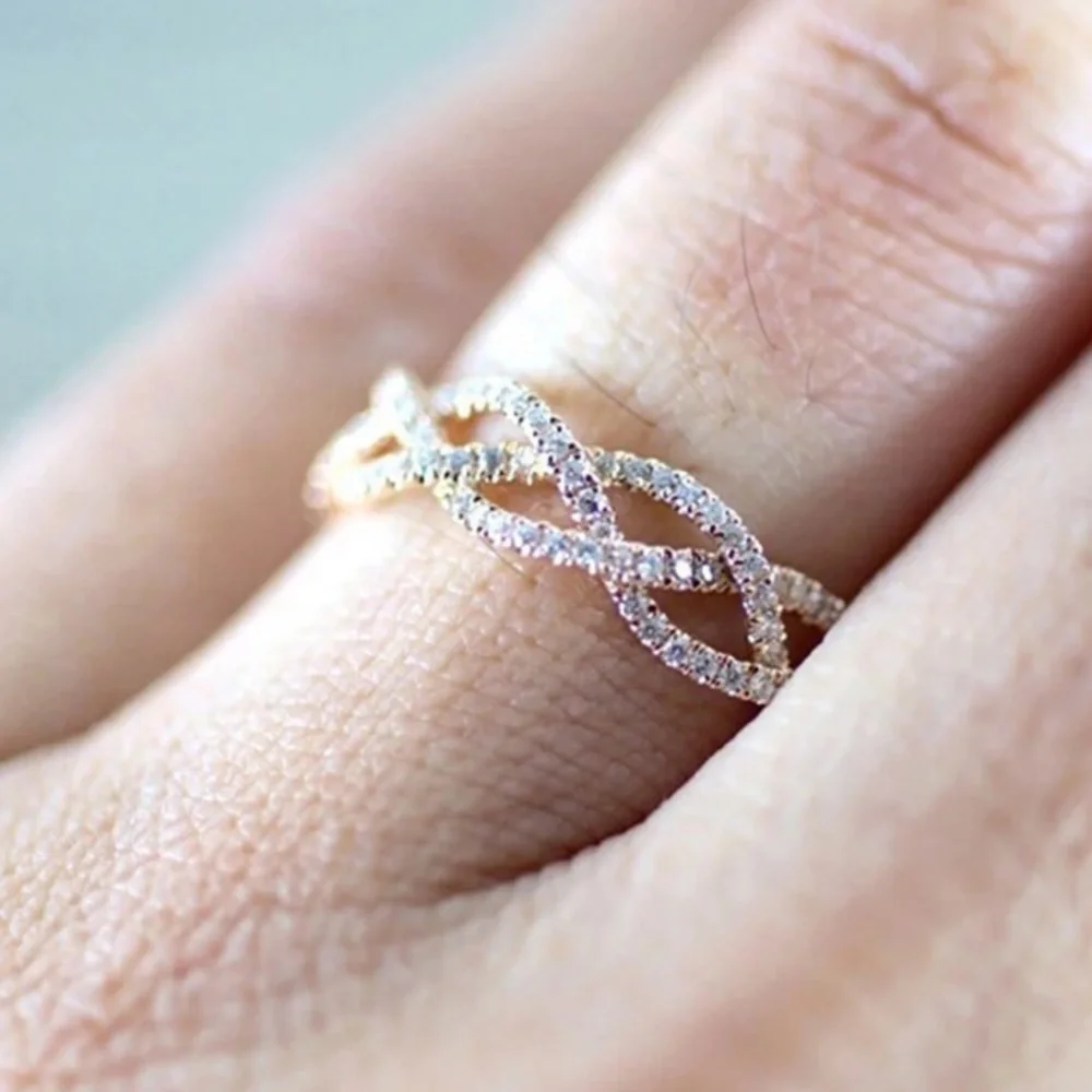 NEW ROSE GOLD TWIST DIAMOND RING - Picture 5 of 5